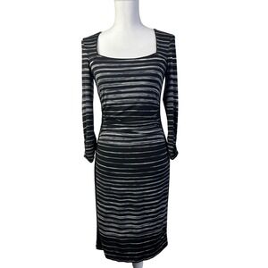 White House Black Market Steampunk Striped‎ Bodycon Sheath Dress Square Neck XS